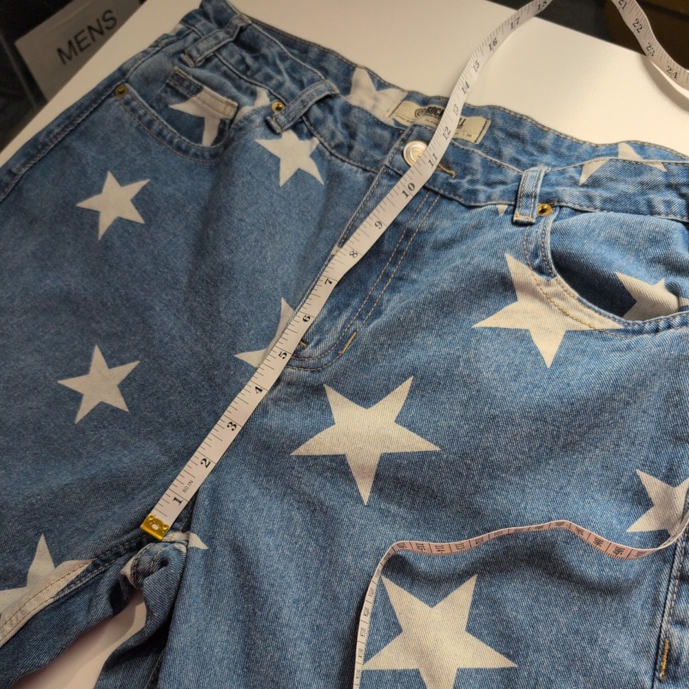 Rock and Roll Cowgirl Womens W31 L36 Star Print High Rise Flare Jeans Blue White - Picture 10 of 11